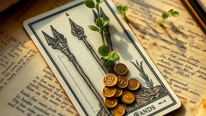 Иллюстрация к статье: Четверка Жезлов на деньги: не праздник, а фундамент. Полный гид по материальной стабильности в Таро