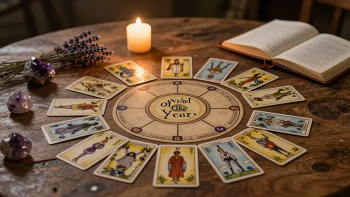 Иллюстрация к статье: Схема расклада Таро на год: Как составить карту своей судьбы и не запутаться в вероятностях