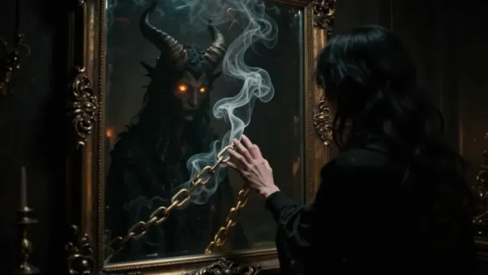 Иллюстрация к статье: Архетип Дьявола: Встреча с собственной Тенью в зеркале Таро