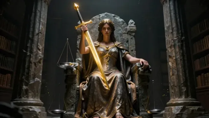 Иллюстрация к статье: Архетип Справедливости в Таро: Юнгианский взгляд на баланс и сочетания