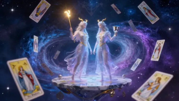 Иллюстрация к статье: Близнецы в Таро: Архетипы дуальности, игры разума и Меркурий