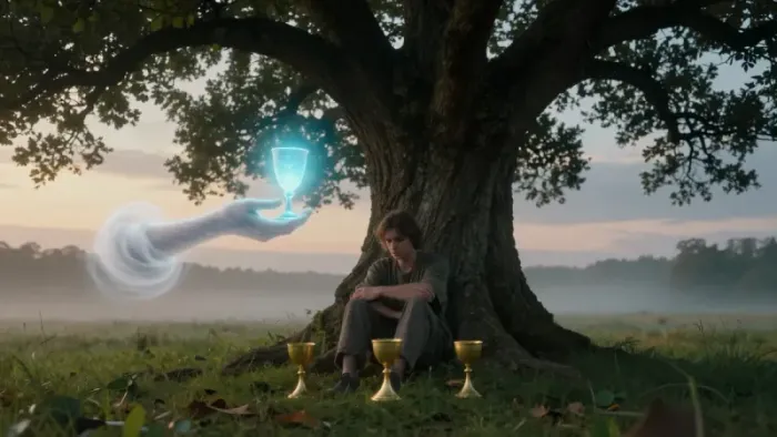 Иллюстрация к статье: Четверка Кубков: Почему мы отвергаем дары бессознательного?