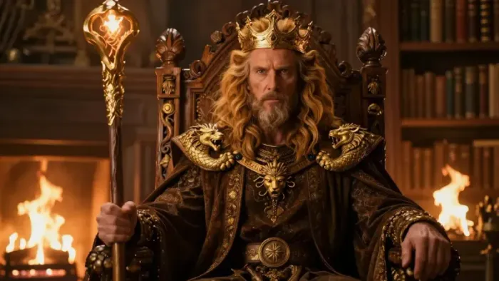 Иллюстрация к статье: Король Жезлов в отношениях: огонь, воля и архетип зрелой маскулинности