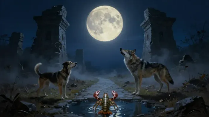 Иллюстрация к статье: Луна в Таро: Личность, живущая в сумерках бессознательного