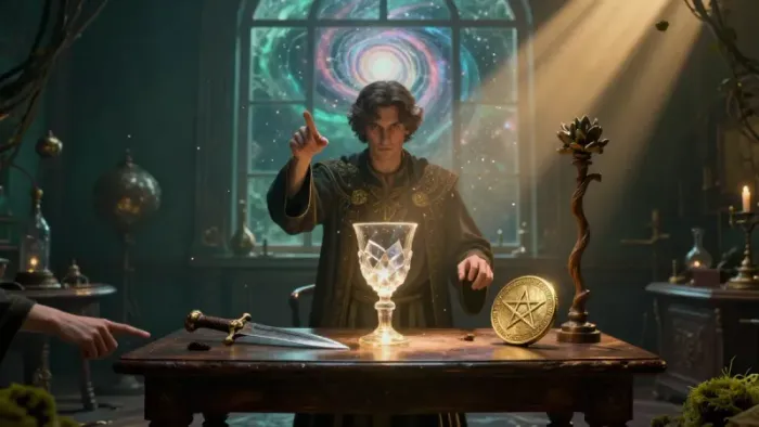 Иллюстрация к статье: Маг в Таро: Архетип Воли и Манифестации в Юнгианской Психологии