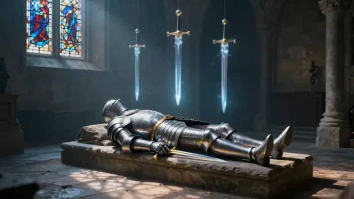 Иллюстрация к статье: Медитация на Четверку Мечей: Психология тишины и работа с полем