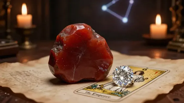 Иллюстрация к статье: Овен, Таро и камни: как заземлить огонь архетипа через символы