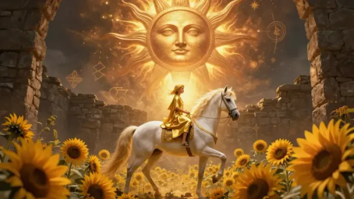 Иллюстрация к статье: Проживание аркана Солнце: Путь к ясному «Я» и интеграция Тени