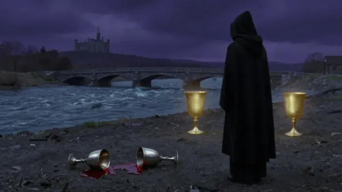 Иллюстрация к статье: Пятерка Кубков как совет: как пережить утрату и увидеть новые возможности сквозь призму юнгианства