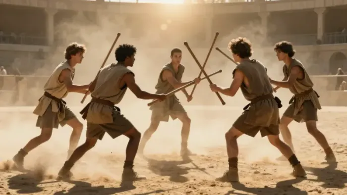 Иллюстрация к статье: Пятерка Жезлов: Внутренний хаос или путь к росту? Разбор с точки зрения юнгианства