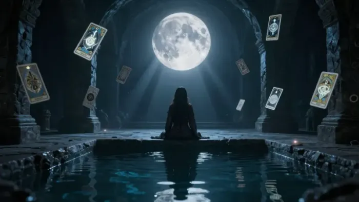 Иллюстрация к статье: Рак в марте: Глубинное погружение и работа с Тенью через Таро