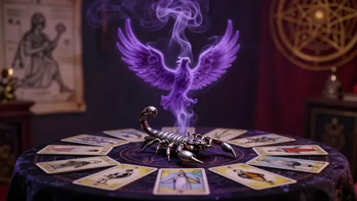 Иллюстрация к статье: Расклад Таро для Скорпиона: Глубинная психология и архетипы трансформации