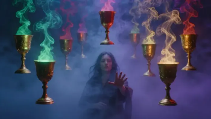 Иллюстрация к статье: Семерка Кубков в раскладах на здоровье: когда туман застилает тело