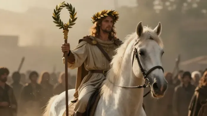 Иллюстрация к статье: Шестерка Жезлов: как принять свой триумф и не потерять себя