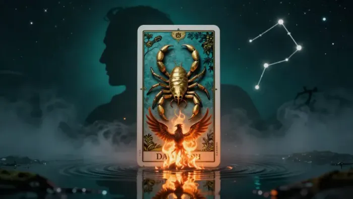 Иллюстрация к статье: Скорпион и Таро: Психология совместимости через призму Аркана Смерть
