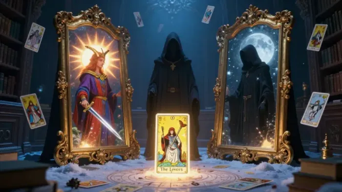 Иллюстрация к статье: Таро Близнецы на январь: Архетипы, Тени и Психология Выбора