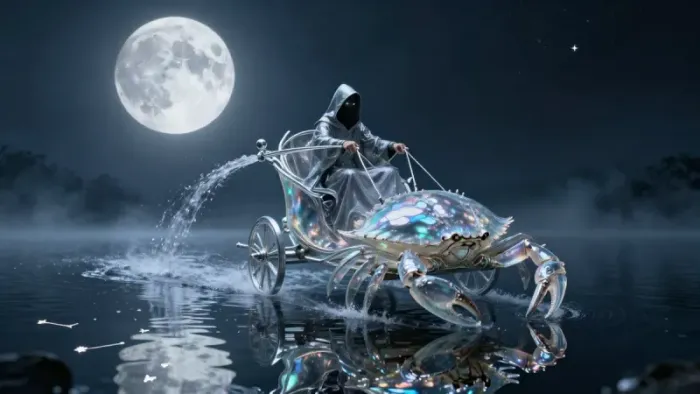 Иллюстрация к статье: Таро и Рак: Как стихия Воды и архетип Колесницы управляют нашим бессознательным