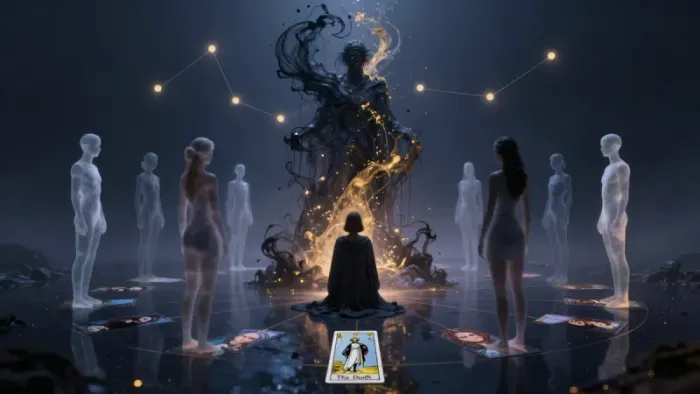 Иллюстрация к статье: Тень и Поле: Как расстановки по Хеллингеру обнажают наш страх перед Смертью