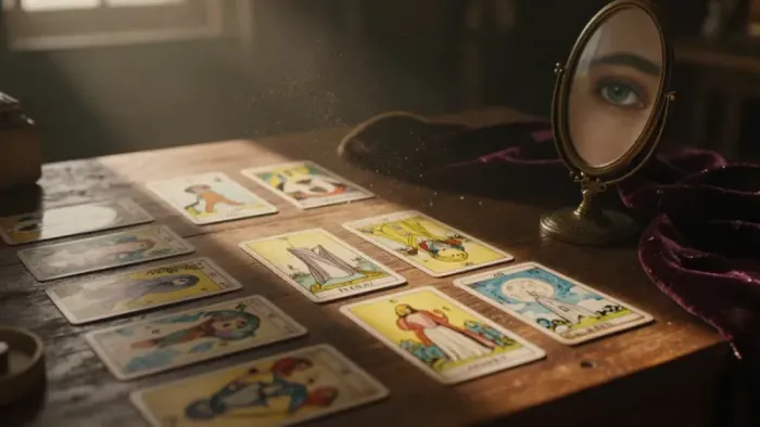Иллюстрация к статье: Травма и зеркала души: Как Таро и метафорические карты помогают заживлять старые раны