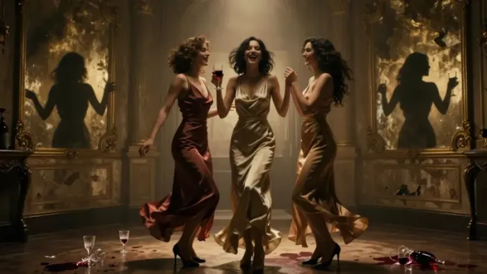 Иллюстрация к статье: Тройка Кубков как предостережение: Теневая сторона праздника и потеря Самости