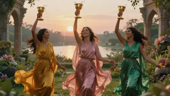 Иллюстрация к статье: Тройка Кубков в отношениях: Архетип праздника и ловушки коллективного бессознательного