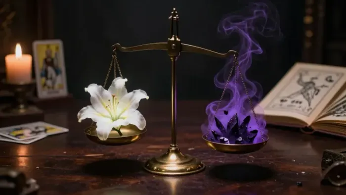 Иллюстрация к статье: Весы в марте: Расклад «Зеркало Тени» и поиск внутреннего баланса