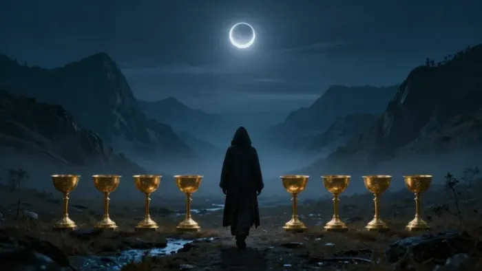 Иллюстрация к статье: Восьмерка Кубков: Психология ухода и поиски истинного «Я»