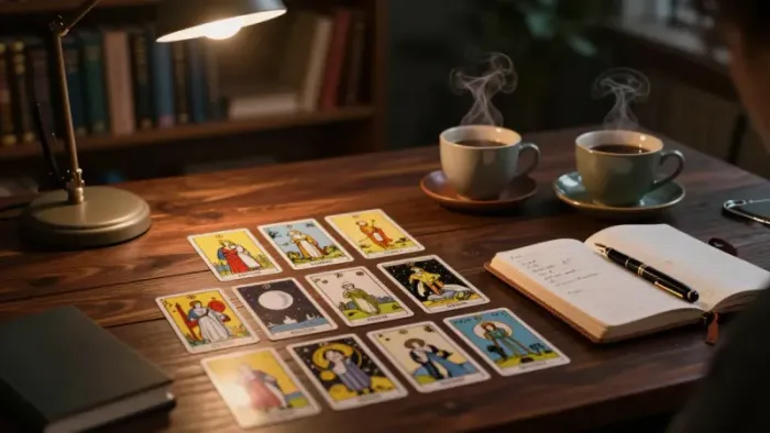 Иллюстрация к статье: Зеркало души: Глубинный гайд по раскладам Таро на отношения и самопознание