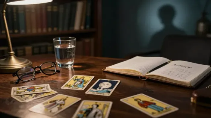 Иллюстрация к статье: Зеркало души: Как работает проективная терапия с картами Таро через призму юнгианства